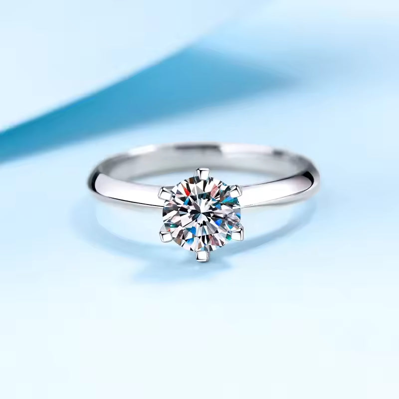 Silver plated Claws Solitaire Adjustable ring with Box